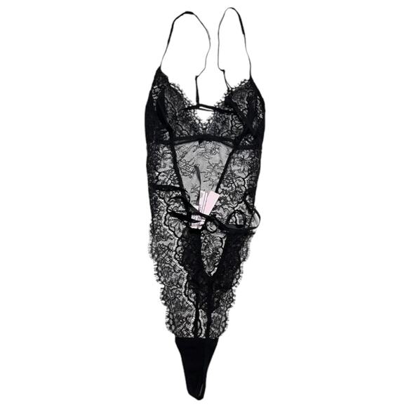 Victoria's Secret Unlined Corded Lace Teddy Black Size XL - Picture 2 of 3